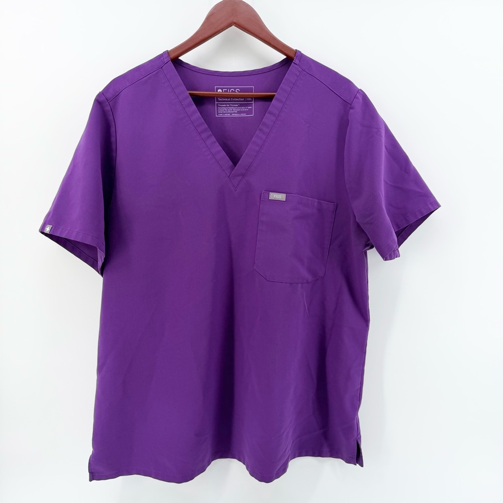 FIGS Heather Indigo PO 1860 Tech Collection Catarina One-Pocket Scrub Top 2X
